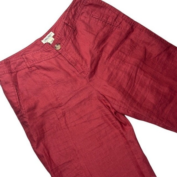Cherokee Pants - Cherokee Women's 100% Linen Cropped Pants Coral Pink Size 12 Wide Leg Pants